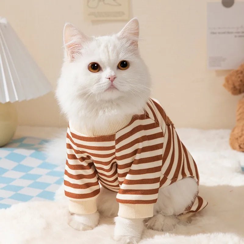 Pyjama pour Chat Rayures Marron