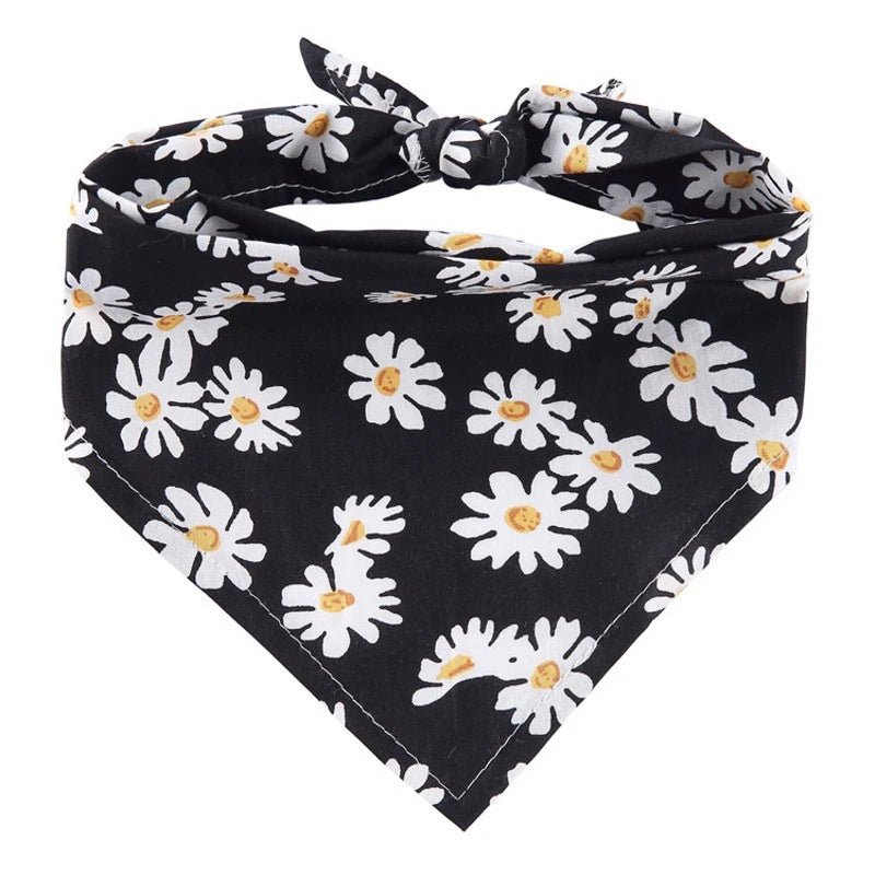 bandana chien fleuri noir