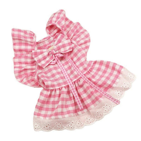 Robe Carreaux Rose Chat