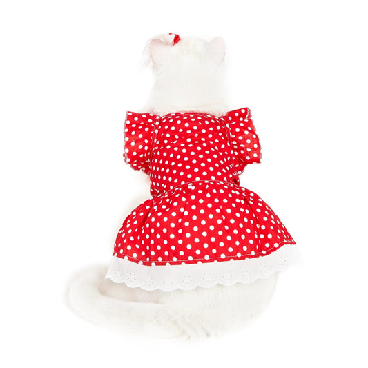 Robe Polca Rouge pour Chat