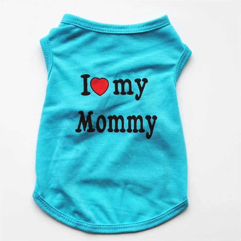 T-Shirt Chat I Love Mommy Bleu