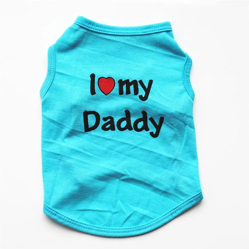 T-Shirt Chat I Love Daddy Bleu